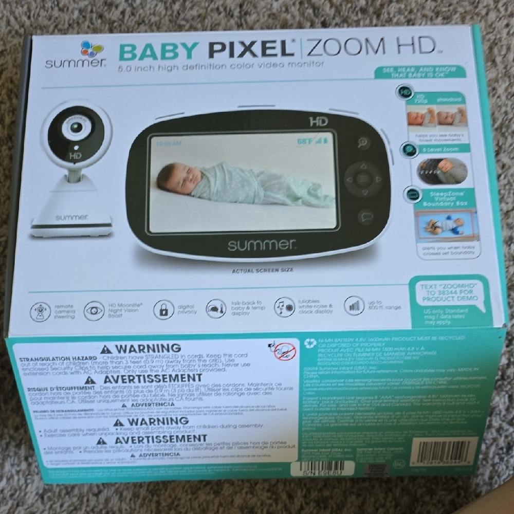 White and Black Baby Pixel Zoom HD Monitor with Modern Design